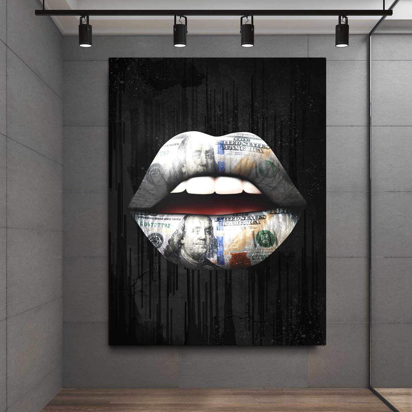 Money Lips Inspirational Modern Wall Art Canvas Poster Print-PROVOCATEUR-DEVICI