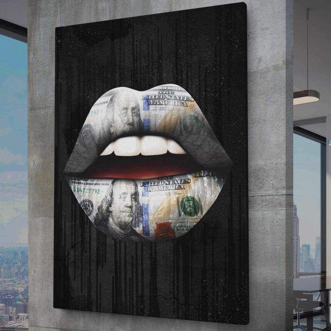 Money Lips Inspirational Modern Wall Art Canvas Poster Print-PROVOCATEUR-DEVICI