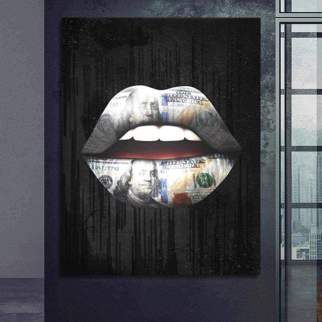 Money Lips Inspirational Modern Wall Art Canvas Poster Print-PROVOCATEUR-DEVICI