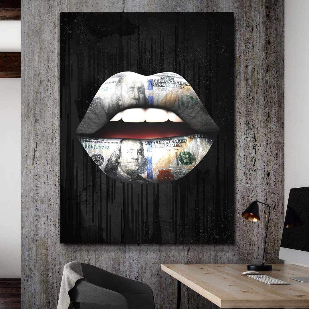 Money Lips Inspirational Modern Wall Art Canvas Poster Print-PROVOCATEUR-DEVICI