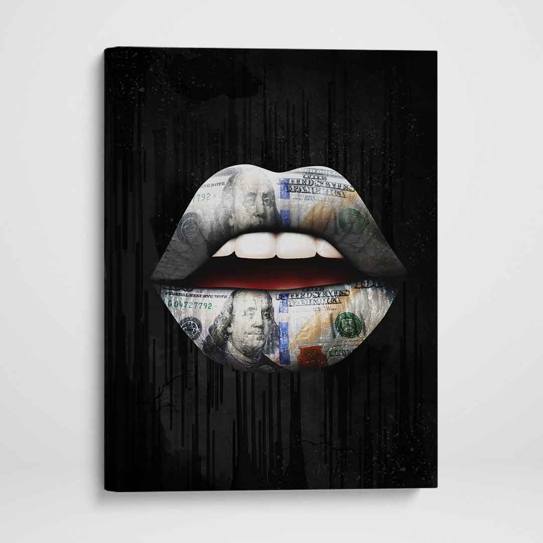 Money Lips Inspirational Modern Wall Art Canvas Poster Print-PROVOCATEUR-DEVICI