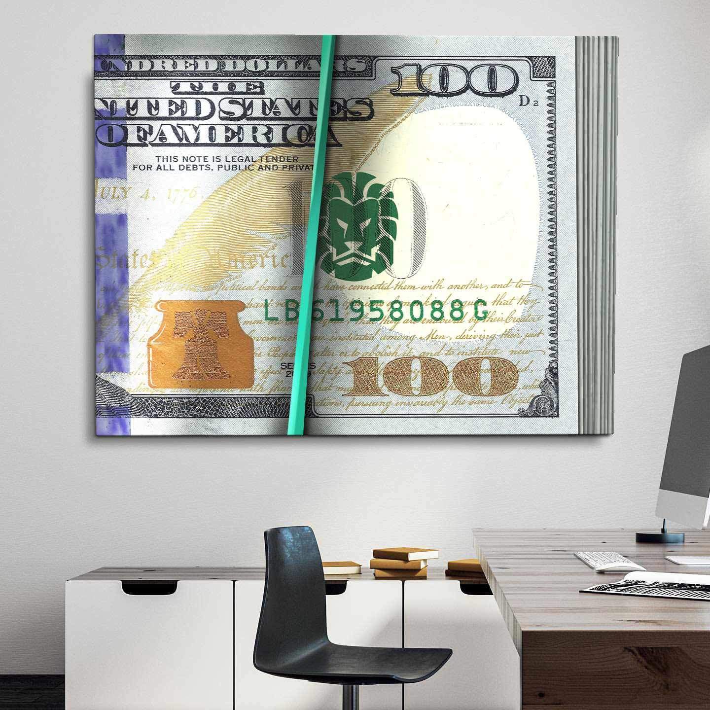 Money Stack Inspirational Modern Wall Art Canvas Poster Print-MONEY STACK-DEVICI