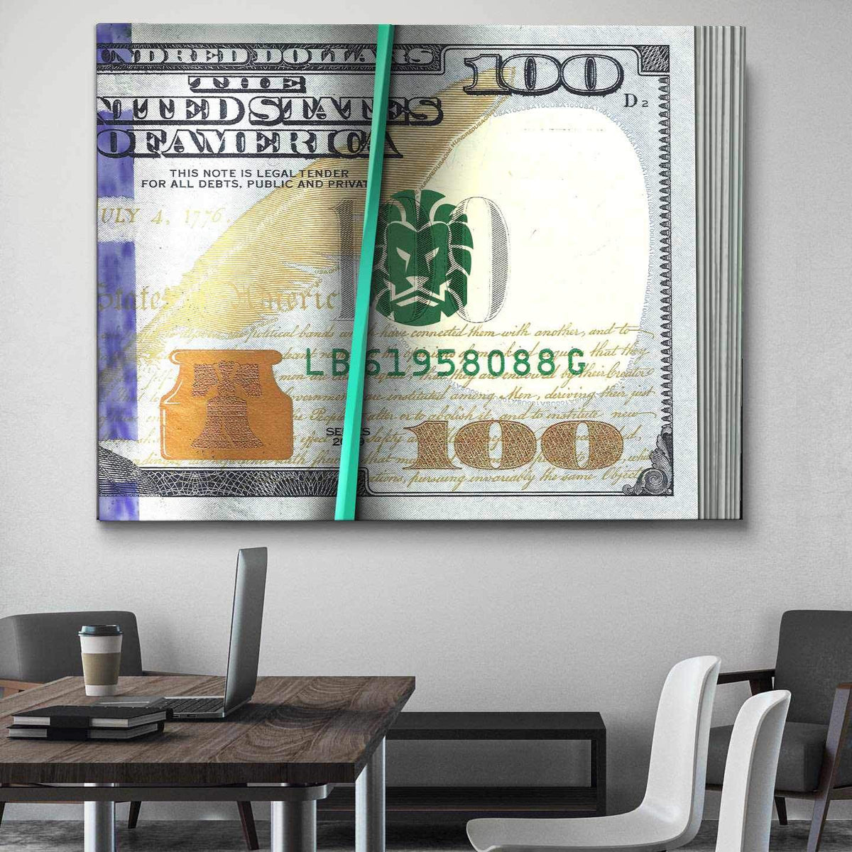 Money Stack Inspirational Modern Wall Art Canvas Poster Print - DEVICI