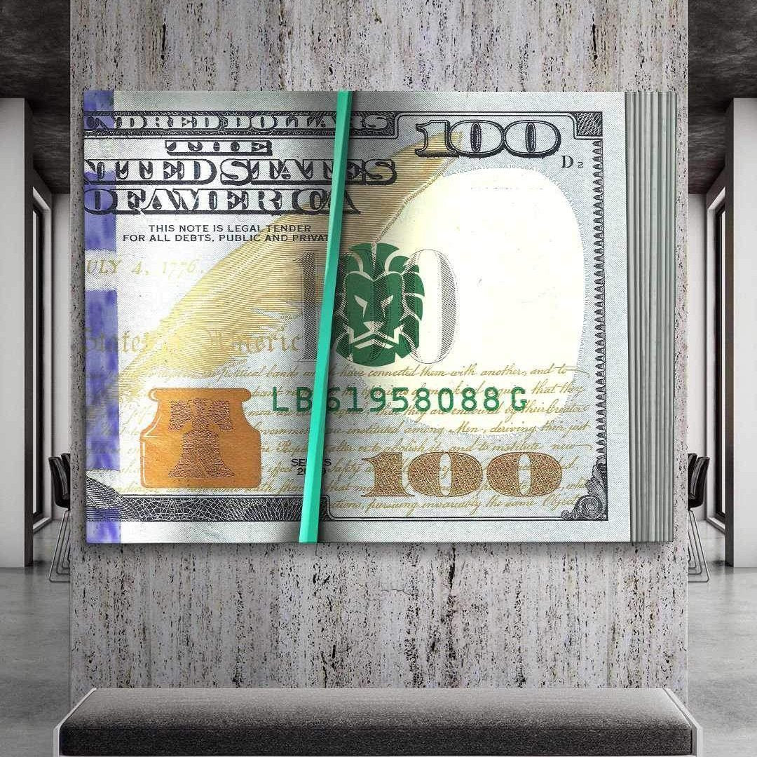 Money Stack Inspirational Modern Wall Art Canvas Poster Print-MONEY STACK-DEVICI