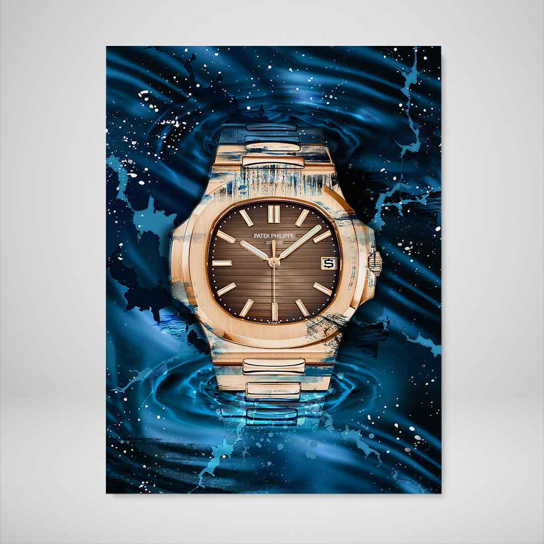 Patek Philippe Art Nautilus Gold Watch Poster Canvas Print Watch Art-PATEK POWER-DEVICI
