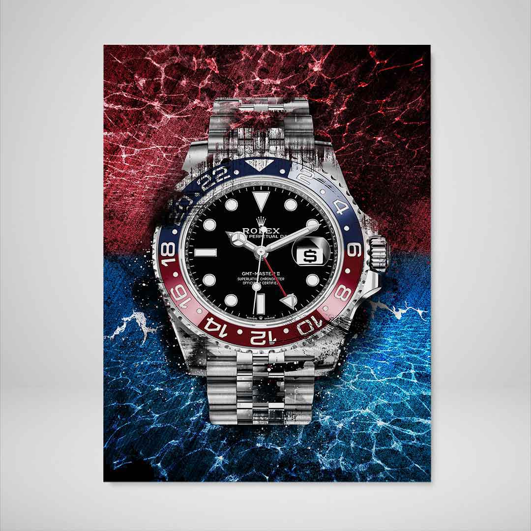 Rolex Art GMT Master II BLRO Pepsi Watch Poster Canvas Print Watch Art-THE PEPSI-DEVICI