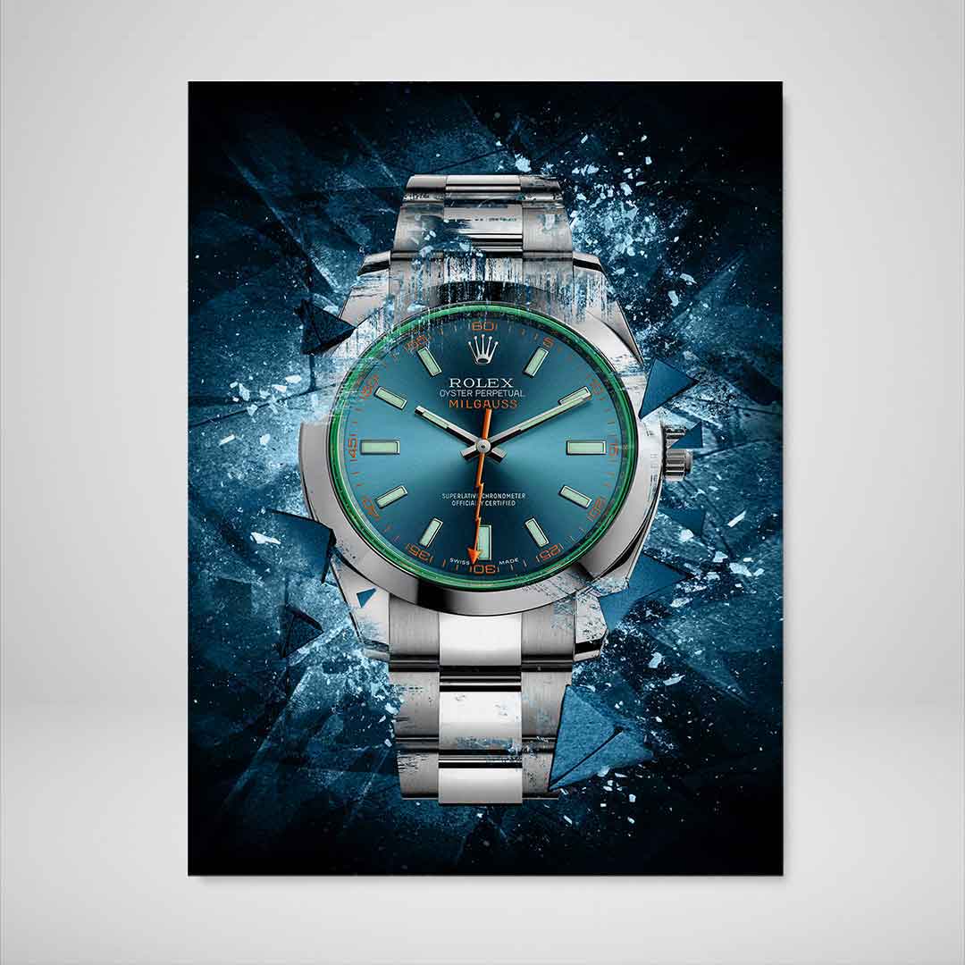 Rolex Art Milgauss Z-Blue Edition Watch Poster Canvas Print Watch Art-MILGAUSS MAYHEM-DEVICI