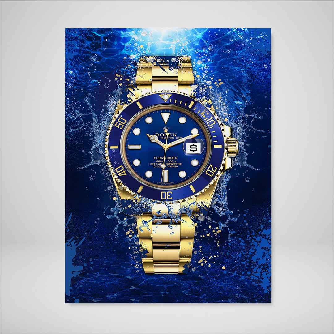 Rolex Art Submariner 18K Gold Watch Poster Canvas Print Watch Art-18K GOLD SUBMARINER-DEVICI