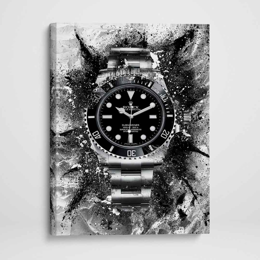 Rolex Art Submariner Black Dial Watch Poster Canvas Print Watch