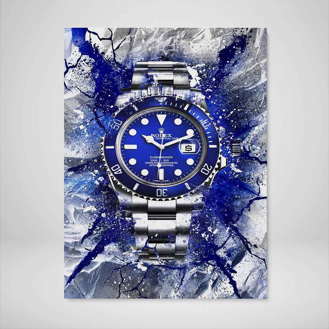 Rolex Art Submariner Blue Dial Watch Poster Canvas Print Watch Art-THE MARINER-DEVICI