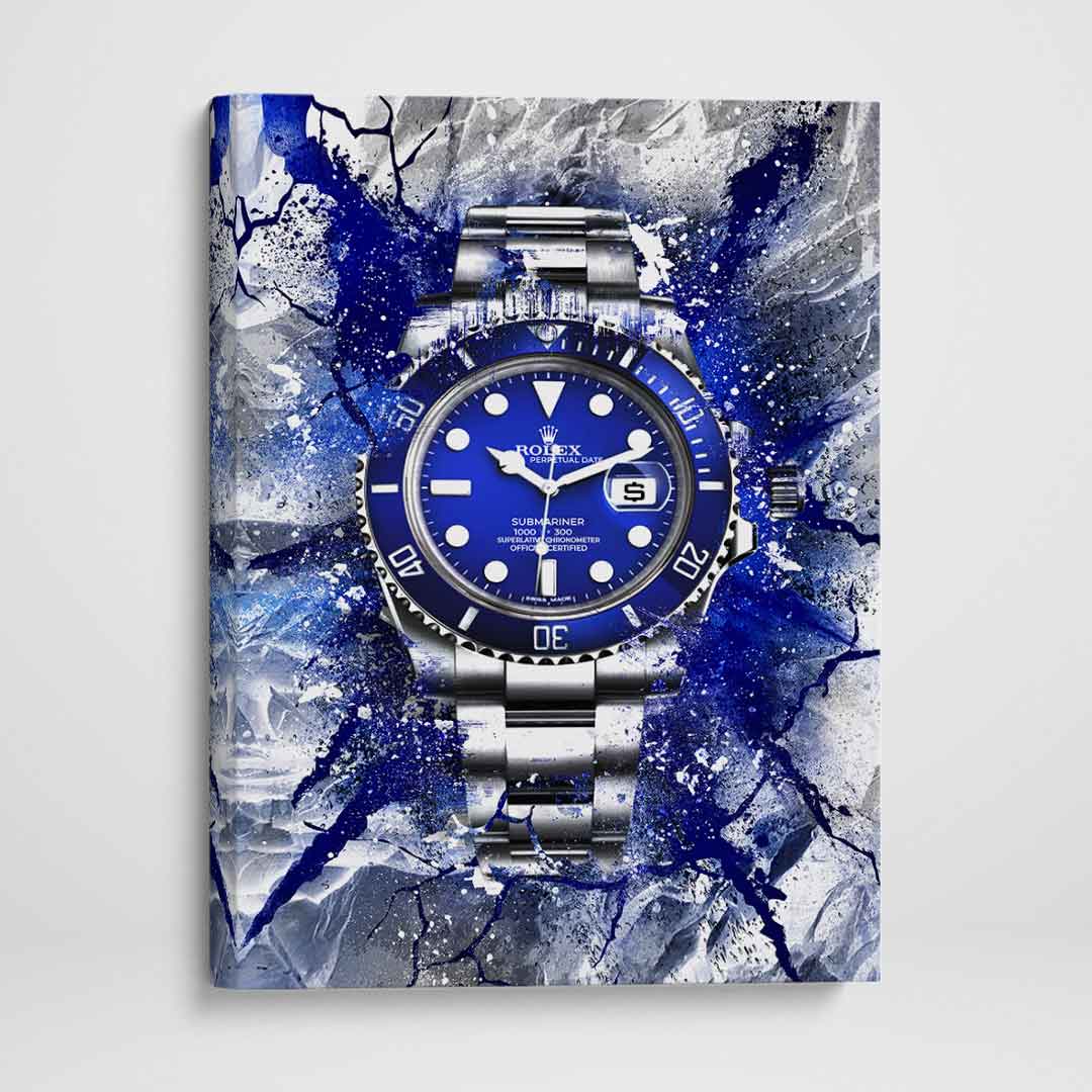 Rolex Art Submariner Blue Dial Watch Poster Canvas Print Watch Art-THE MARINER-DEVICI