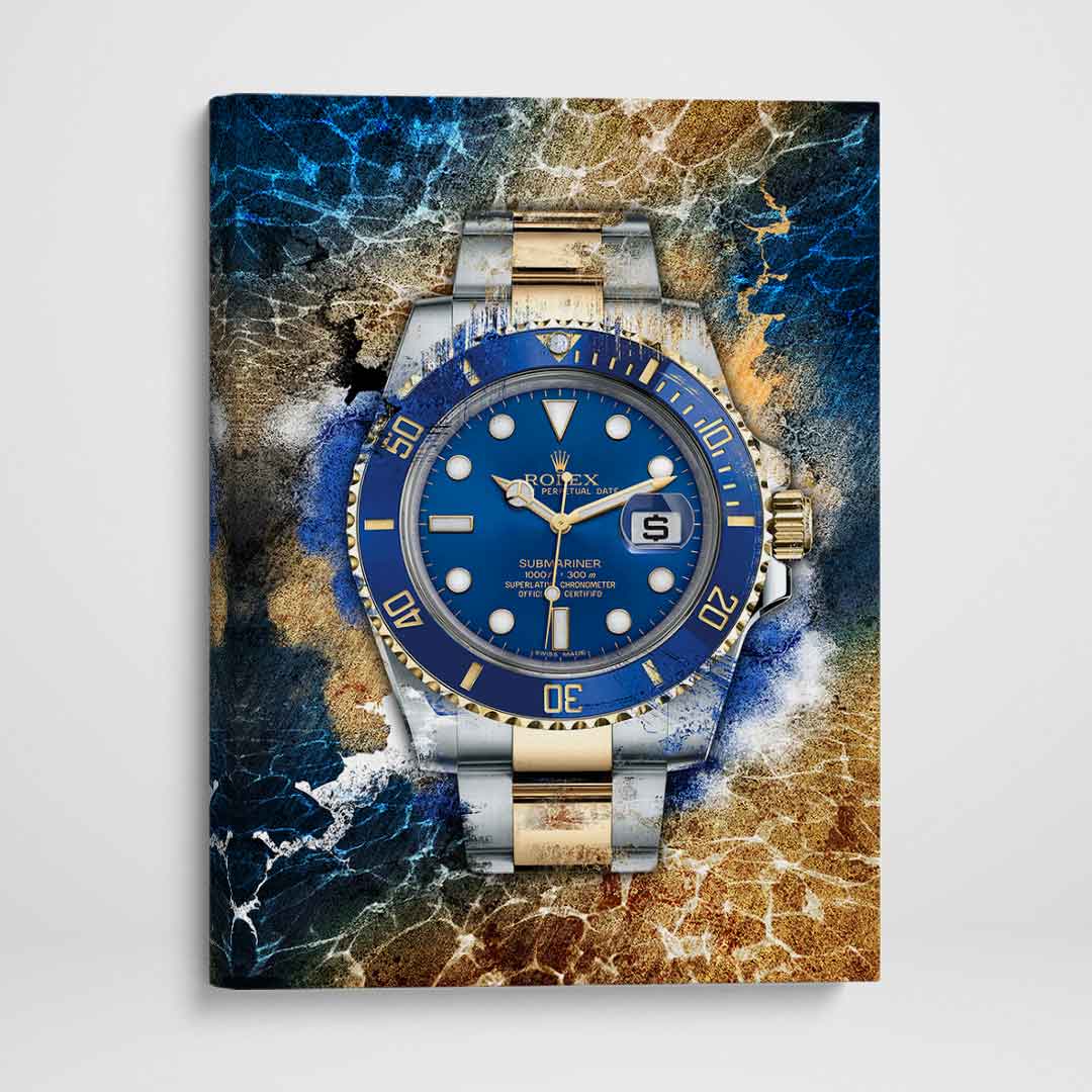 Rolex Art Submariner Date Two-Tone Watch Poster Canvas Print Watch