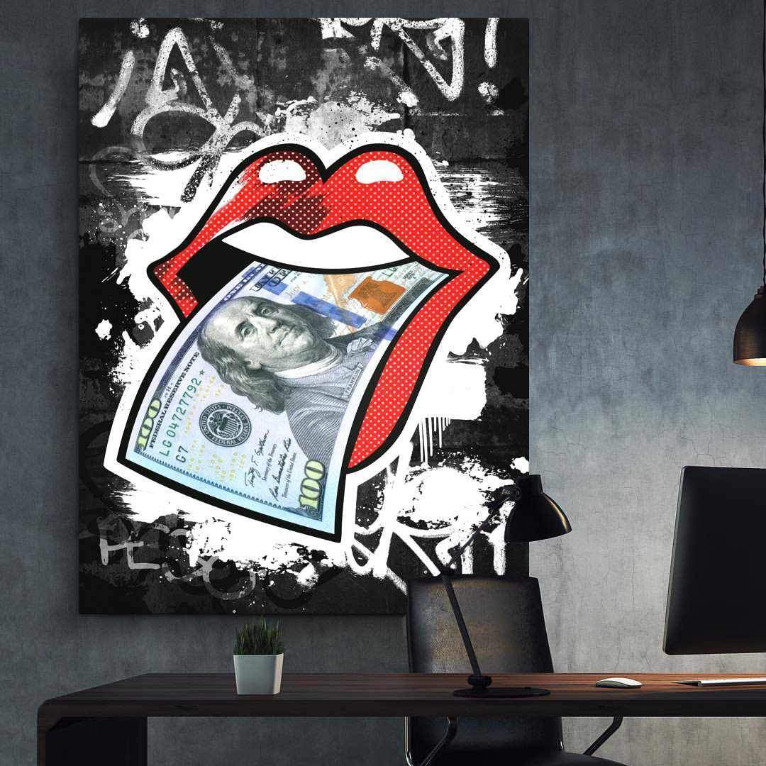 Rolling Stones Motivational Poster Canvas Print Modern Wall Art Decor-MONEY TALKS-DEVICI