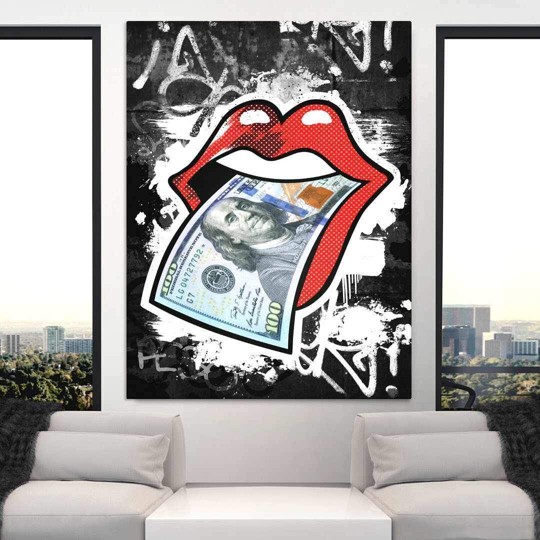 Rolling Stones Motivational Poster Canvas Print Modern Wall Art Decor-MONEY TALKS-DEVICI