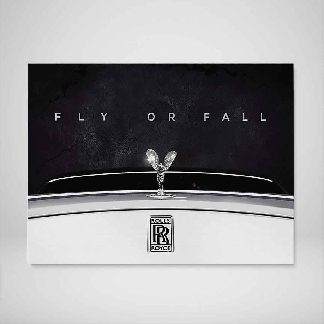 Rolls Royce Inspirational Canvas Wall Art Motivational Poster Print-FLY OR FALL-DEVICI