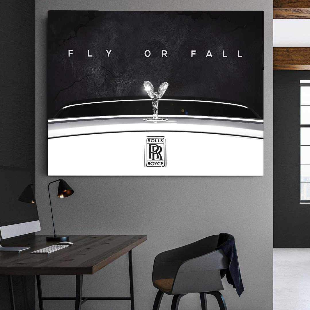 Rolls Royce Inspirational Canvas Wall Art Motivational Poster Print-FLY OR FALL-DEVICI