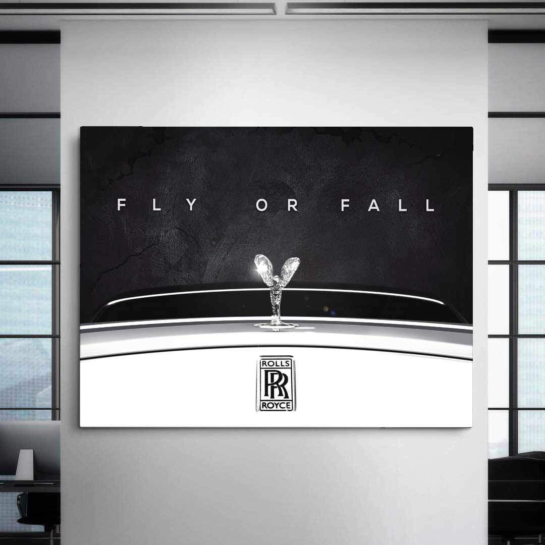 Rolls Royce Inspirational Canvas Wall Art Motivational Poster Print-FLY OR FALL-DEVICI
