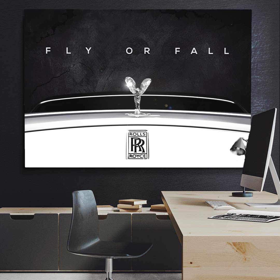 Rolls Royce Inspirational Canvas Wall Art Motivational Poster Print-FLY OR FALL-DEVICI
