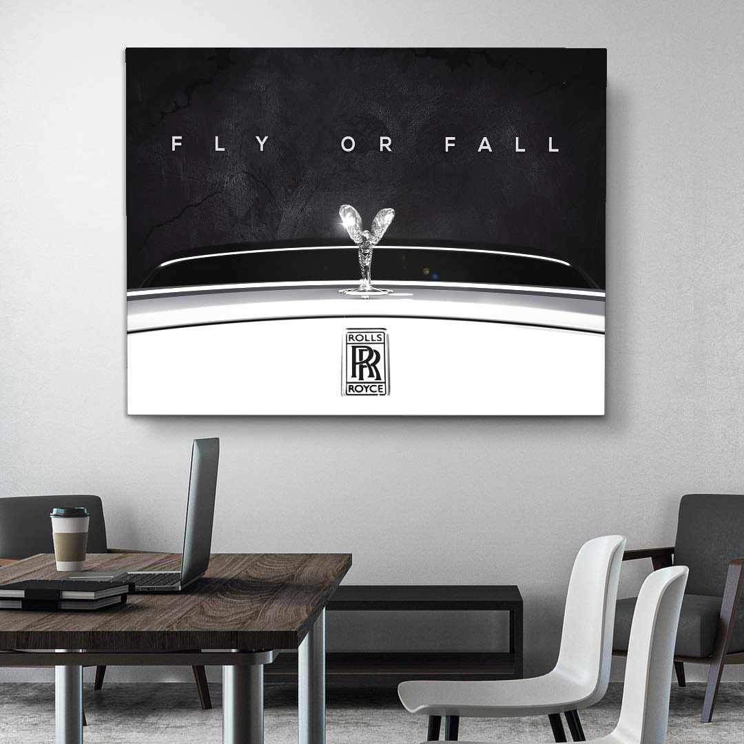 Rolls Royce Inspirational Canvas Wall Art Motivational Poster Print-FLY OR FALL-DEVICI