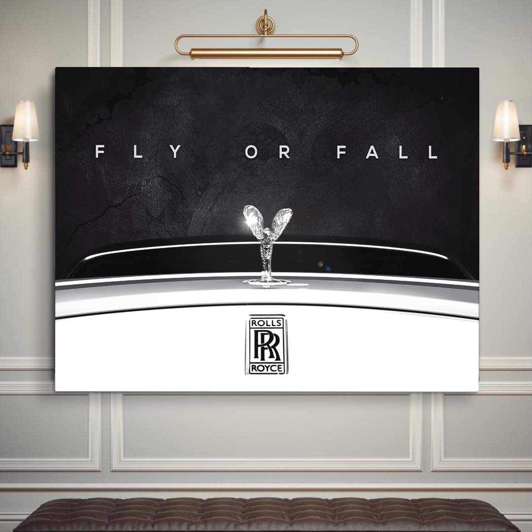 Rolls Royce Inspirational Canvas Wall Art Motivational Poster Print-FLY OR FALL-DEVICI