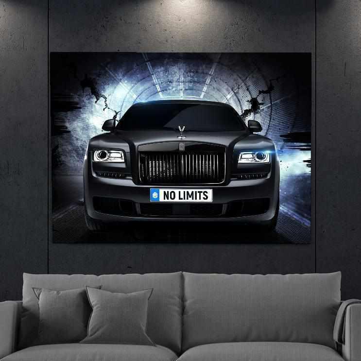 Rolls Royce Inspirational Wall Art Motivational Poster Canvas Print-NO LIMITS WRAITH-DEVICI