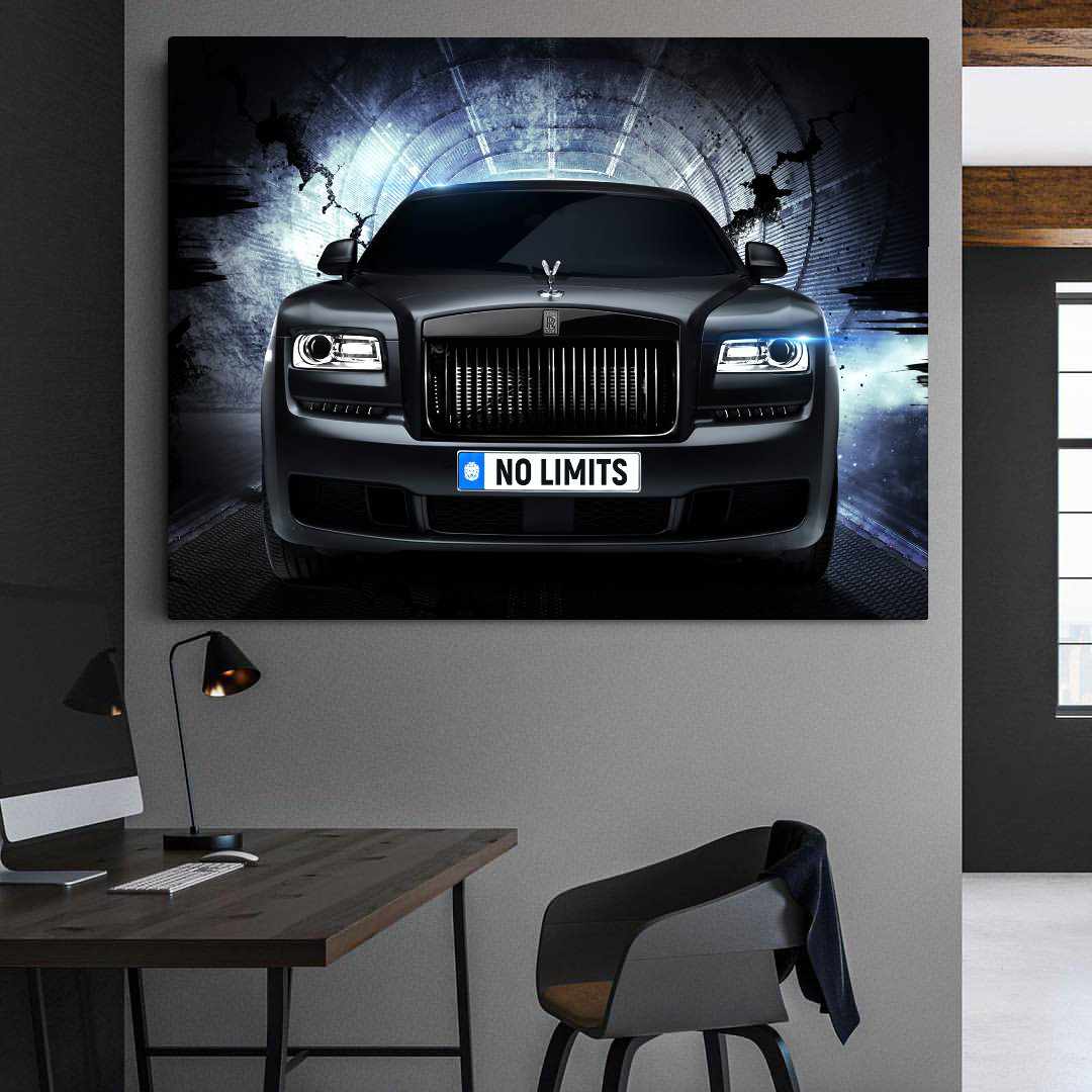 Rolls Royce Inspirational Wall Art Motivational Poster Canvas Print-NO LIMITS WRAITH-DEVICI