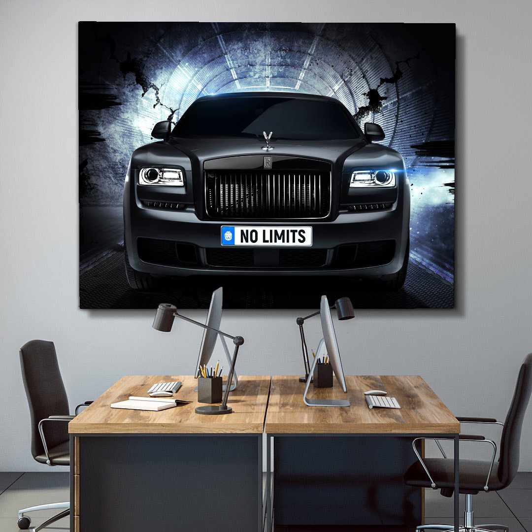 Rolls Royce Inspirational Wall Art Motivational Poster Canvas Print-NO LIMITS WRAITH-DEVICI