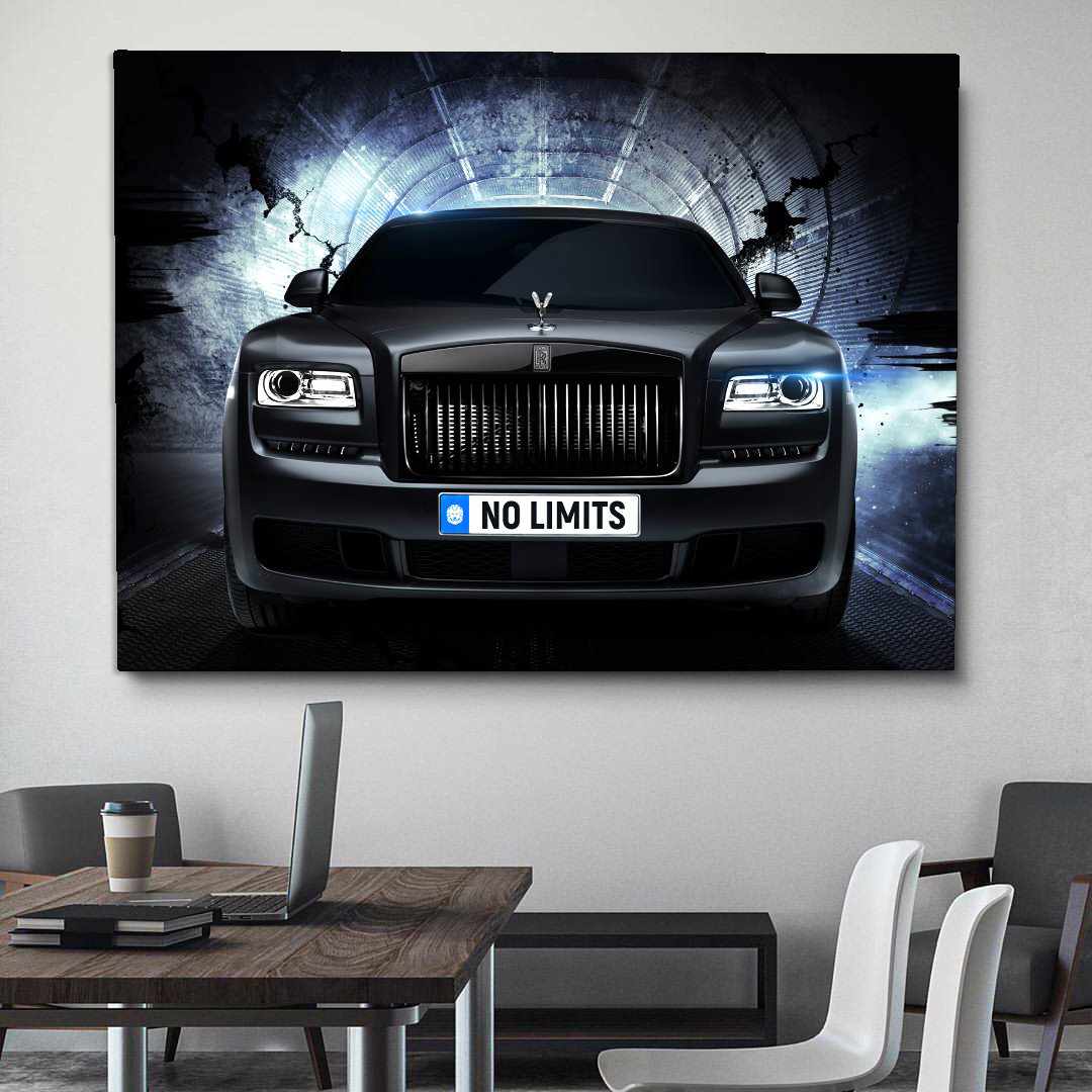 Rolls Royce Inspirational Wall Art Motivational Poster Canvas Print-NO LIMITS WRAITH-DEVICI