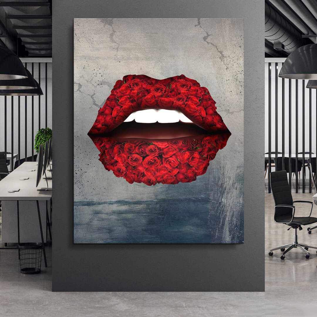 Rose Lips Inspirational Modern Wall Art Canvas Poster Print-HEARTBREAKER-DEVICI