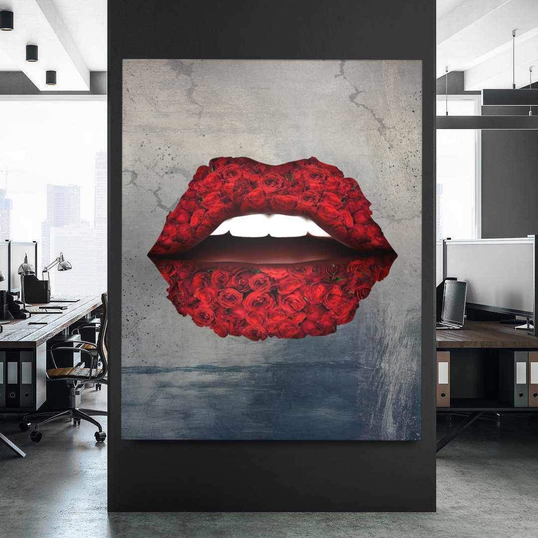 Rose Lips Inspirational Modern Wall Art Canvas Poster Print-HEARTBREAKER-DEVICI