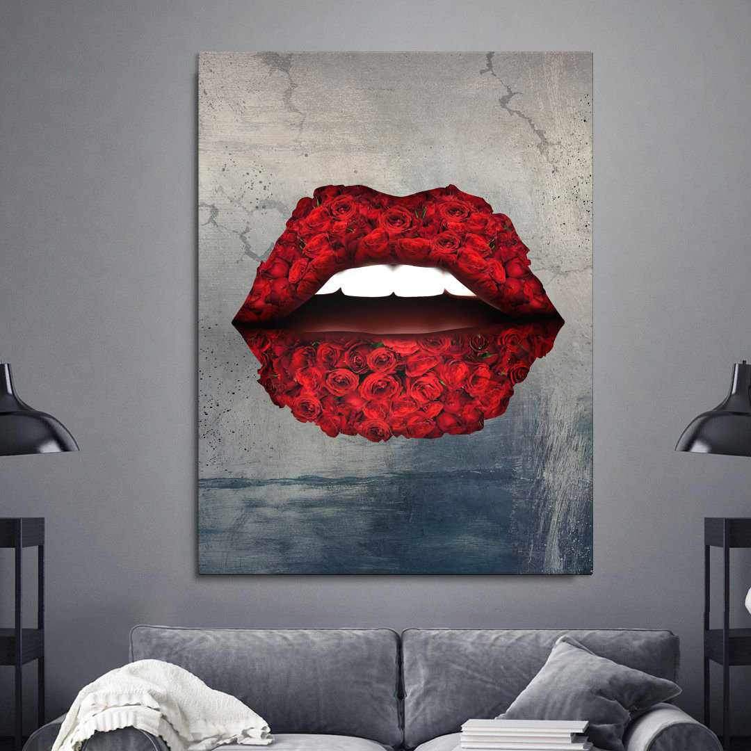 Rose Lips Inspirational Modern Wall Art Canvas Poster Print-HEARTBREAKER-DEVICI
