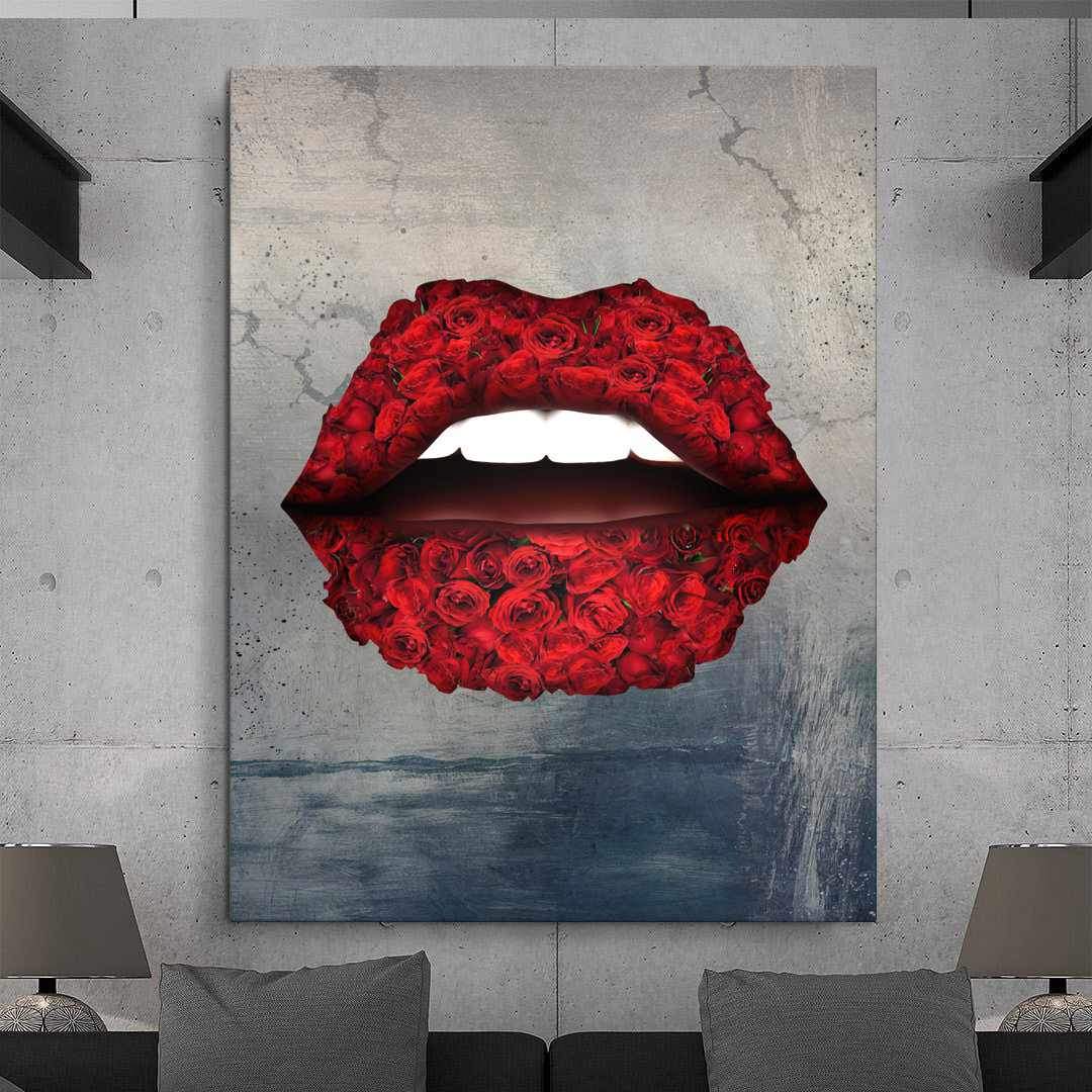 Rose Lips Inspirational Modern Wall Art Canvas Poster Print-HEARTBREAKER-DEVICI