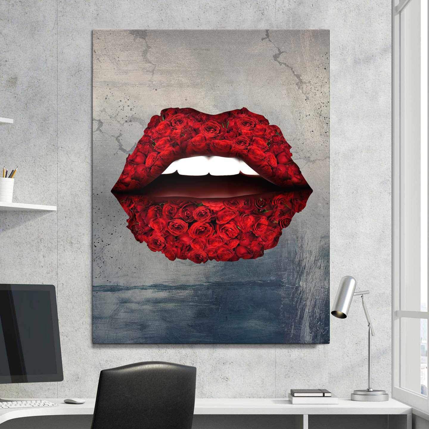 Rose Lips Inspirational Modern Wall Art Canvas Poster Print-HEARTBREAKER-DEVICI