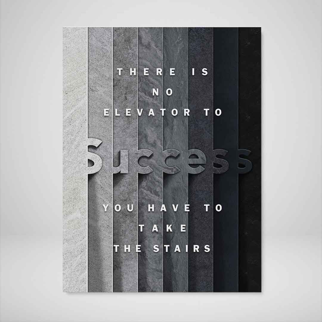 Stairs To Success Motivational Poster Canvas Print Office Wall Art-STAIRS TO SUCCESS-DEVICI