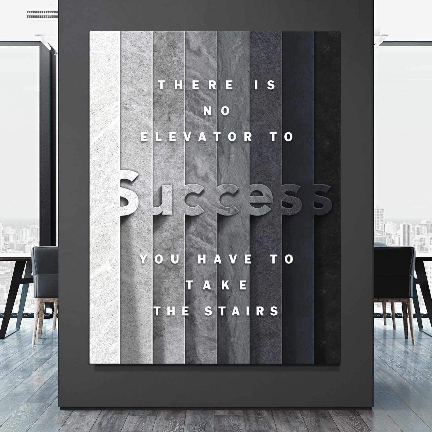 Stairs To Success Motivational Poster Canvas Print Office Wall Art-STAIRS TO SUCCESS-DEVICI