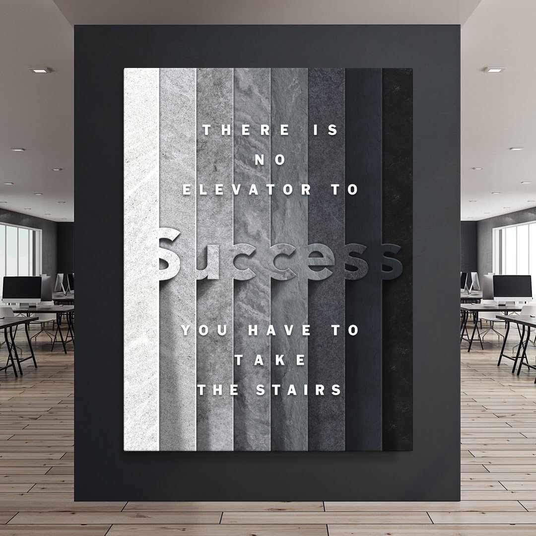 Stairs To Success Motivational Poster Canvas Print Office Wall Art-STAIRS TO SUCCESS-DEVICI