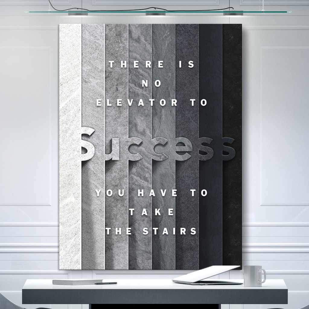 Stairs To Success Motivational Poster Canvas Print Office Wall Art-STAIRS TO SUCCESS-DEVICI