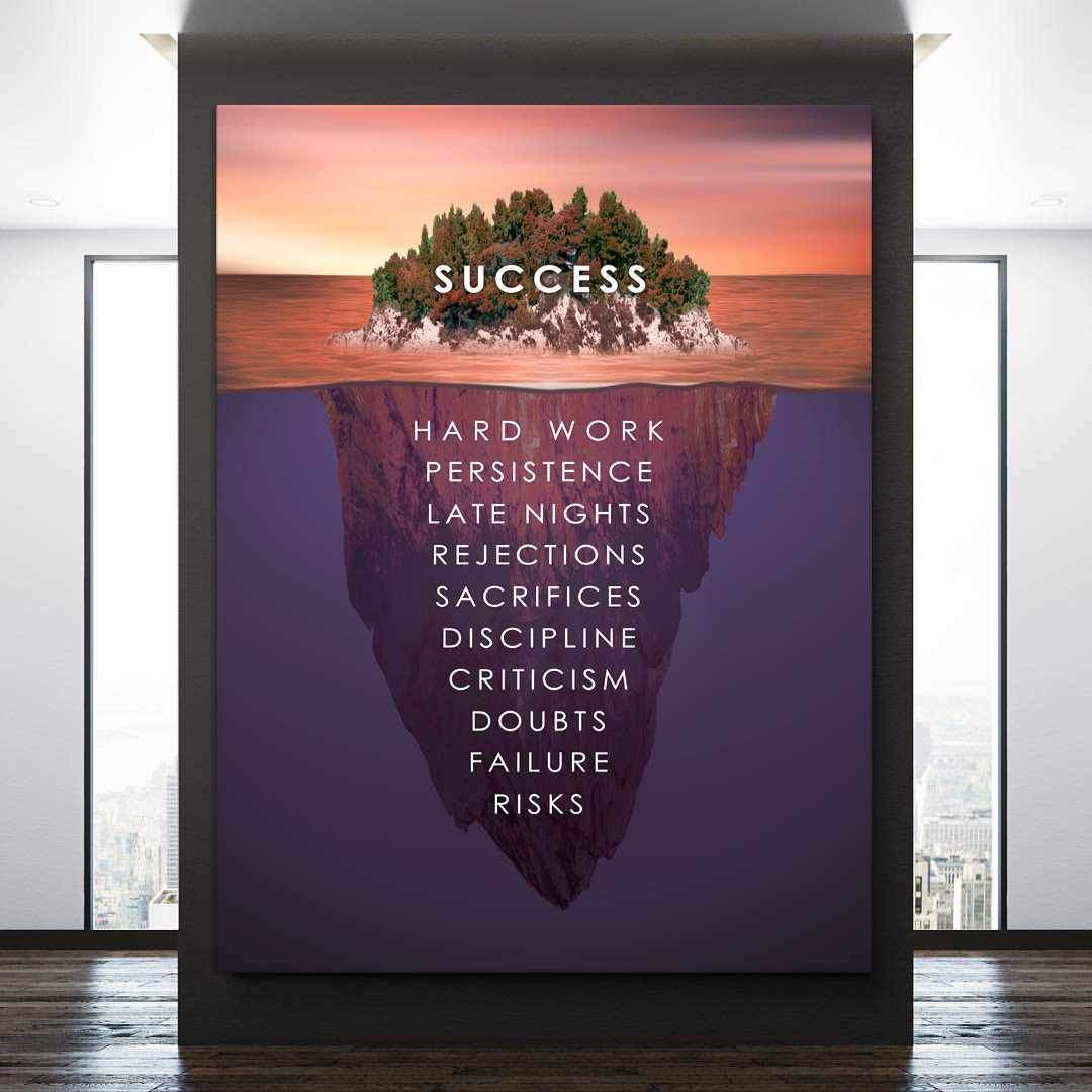 Success Island Motivational Poster Canvas Print Office Wall Art Decor