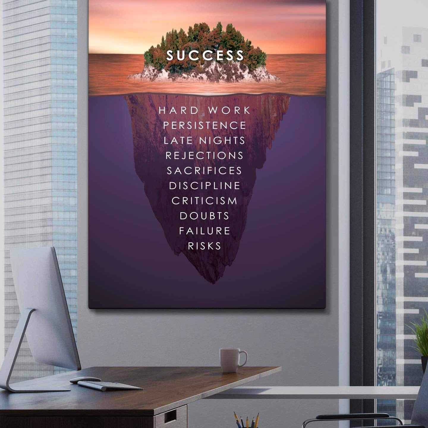 Success Island Motivational Poster Canvas Print Office Wall Art Decor-SUCCESS-DEVICI