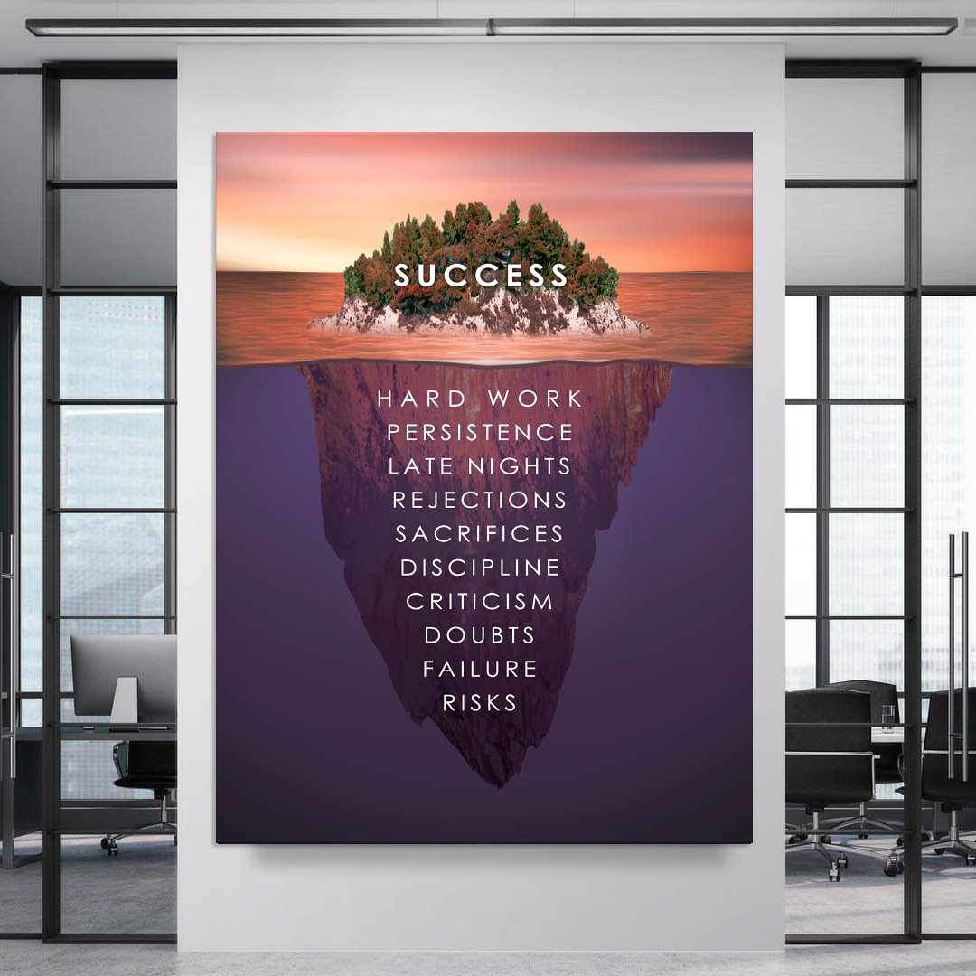 Success Island Motivational Poster Canvas Print Office Wall Art Decor-SUCCESS-DEVICI