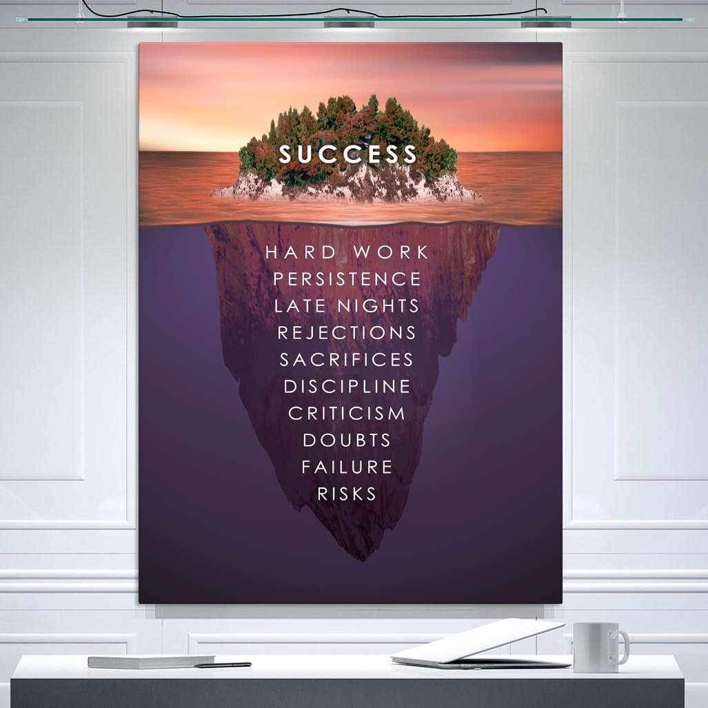 Success Island Motivational Poster Canvas Print Office Wall Art Decor-SUCCESS-DEVICI