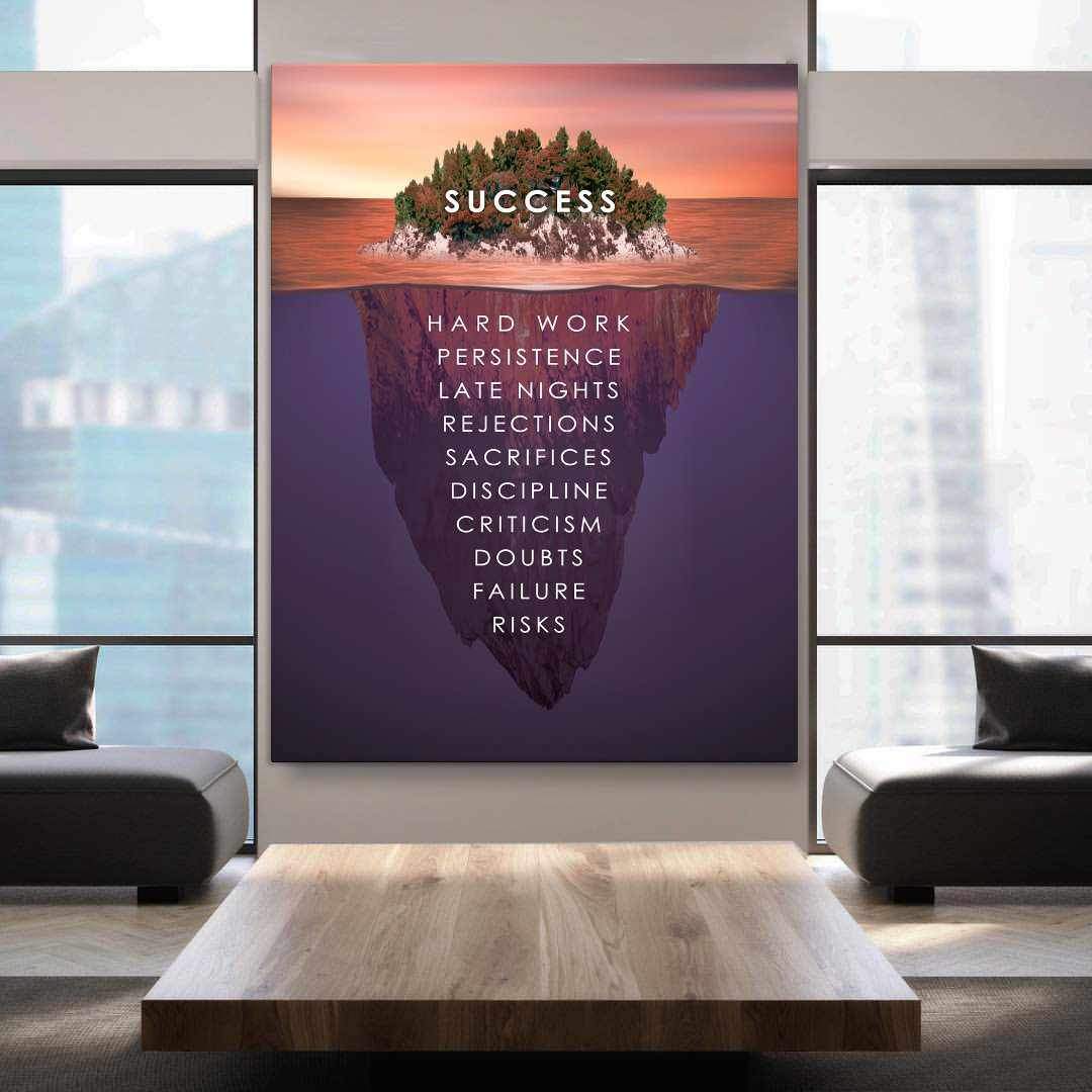 Success Island Motivational Poster Canvas Print Office Wall Art Decor-SUCCESS-DEVICI