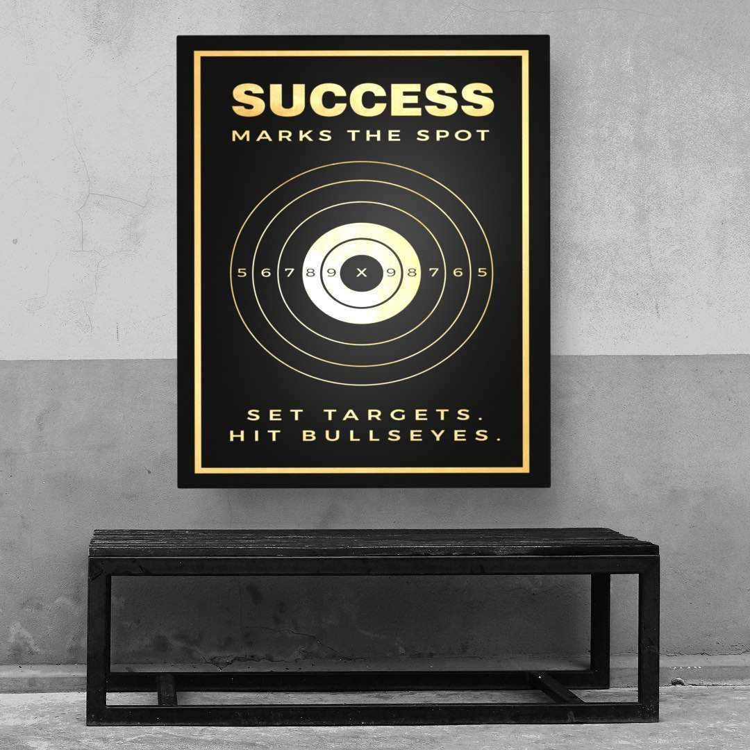 Success Marks The Spot Motivational Poster Canvas Print Wall Art Decor-SUCCESS MARKS THE SPOT-DEVICI