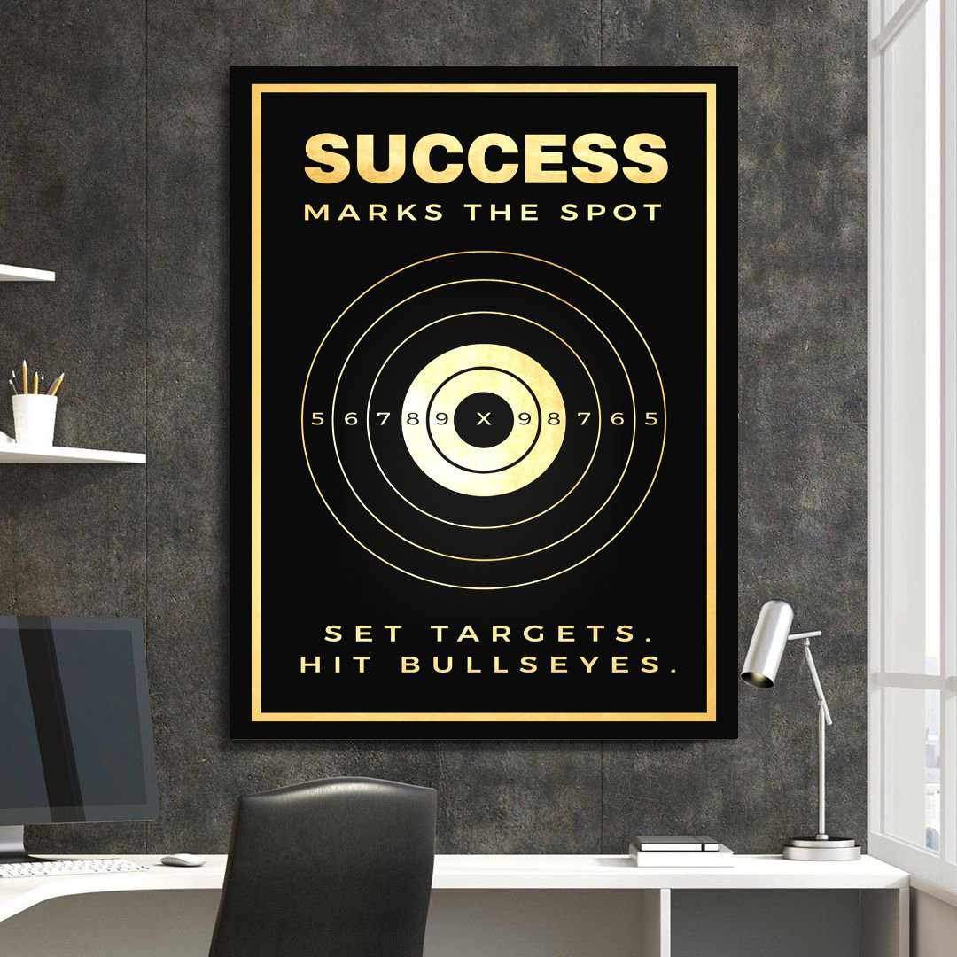 Success Marks The Spot Motivational Poster Canvas Print Wall Art Decor-SUCCESS MARKS THE SPOT-DEVICI