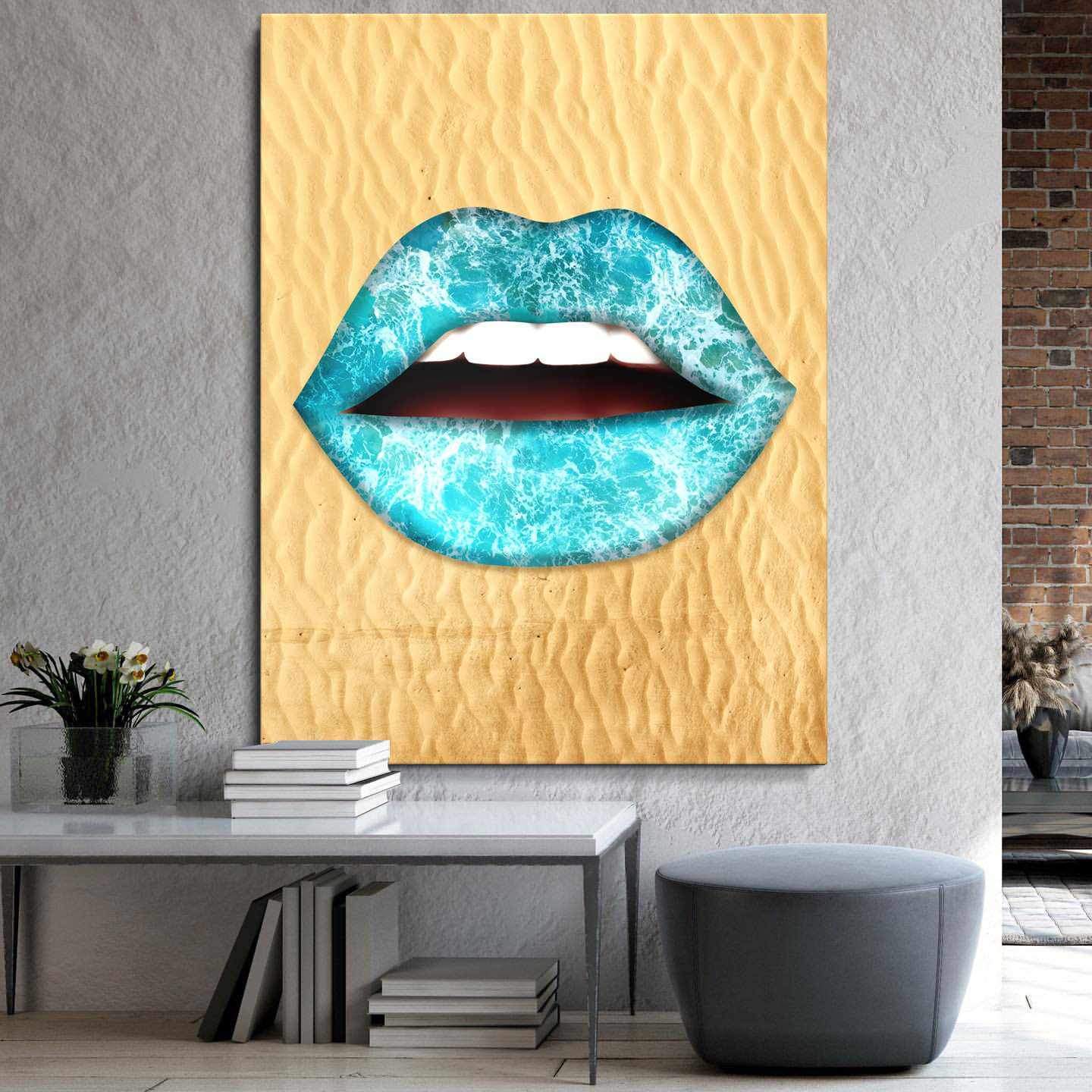 Sun Kissed Lips Inspirational Modern Wall Art Canvas Poster Print-SUNSET PASSIONISTA-DEVICI