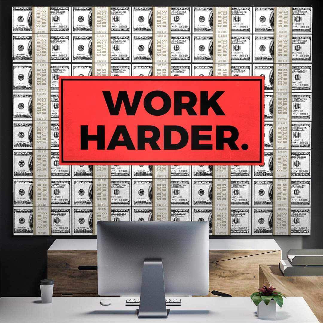 Work Harder Motivational Poster Canvas Print Office Wall Art Decor-WORK HARDER-DEVICI