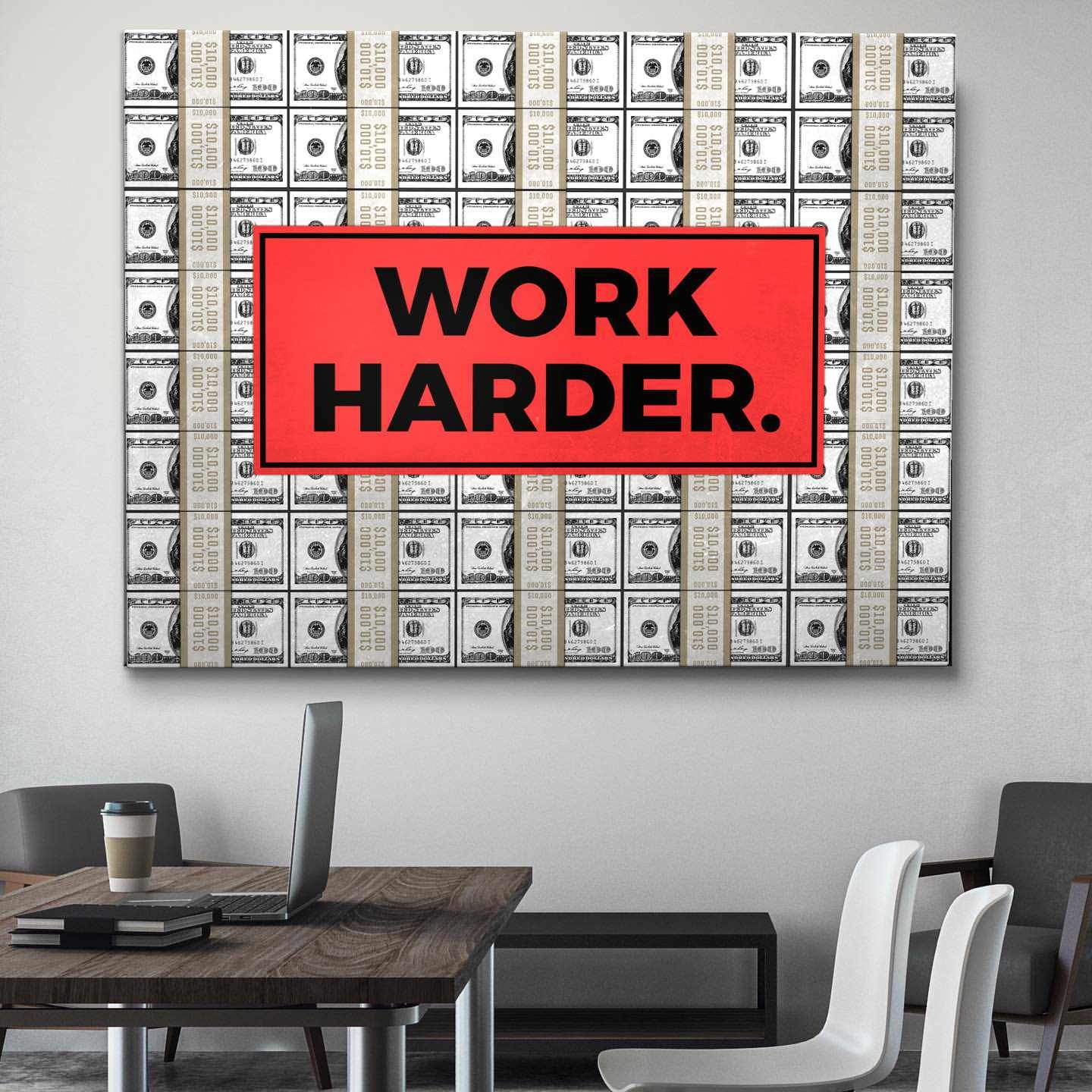 Work Harder Motivational Poster Canvas Print Office Wall Art Decor-WORK HARDER-DEVICI