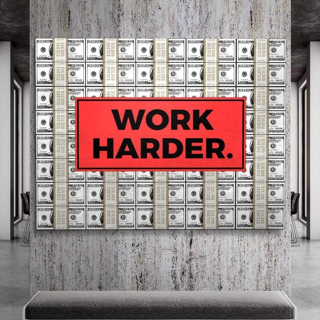 Work Harder Motivational Poster Canvas Print Office Wall Art Decor-WORK HARDER-DEVICI