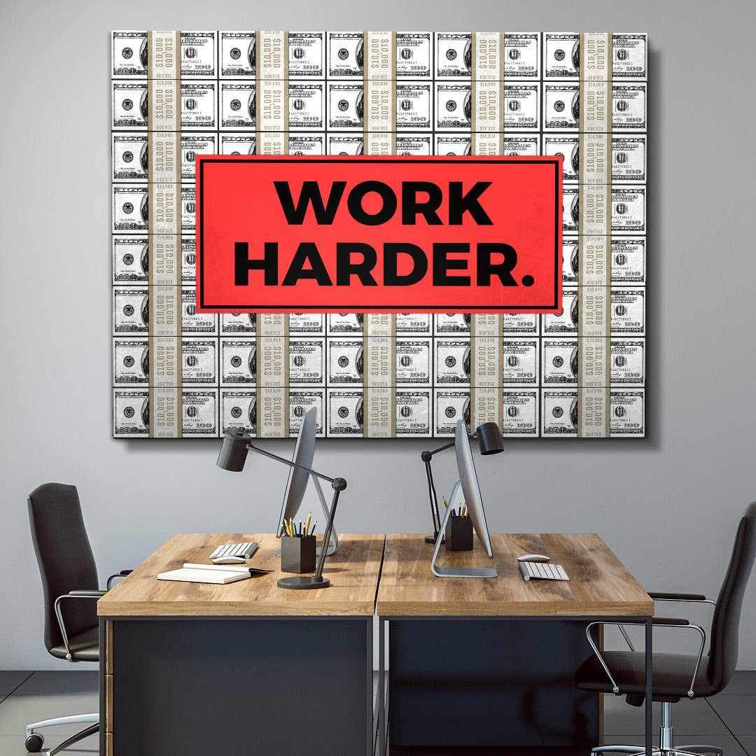 Work Harder Motivational Poster Canvas Print Office Wall Art Decor-WORK HARDER-DEVICI