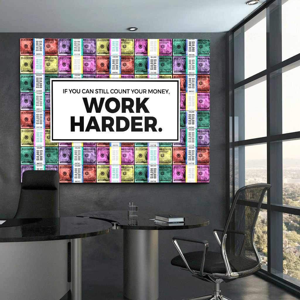 Work Harder Office Wall Art Motivational Poster Canvas Print-WORK HARDER - PASTEL EDITION-DEVICI